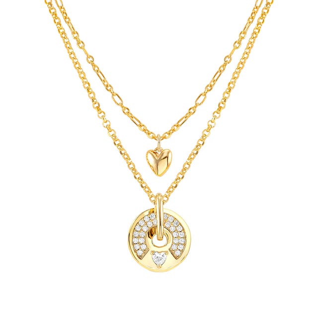 Sentimental CZ Heart Necklace - Gold - 149203/008