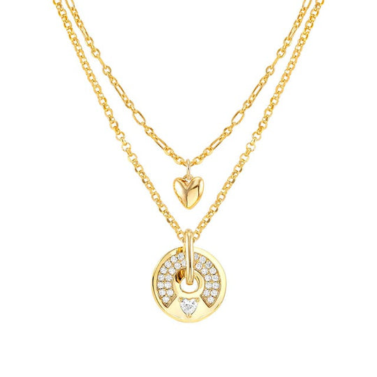 Sentimental CZ Heart Necklace - Gold - 149203/008