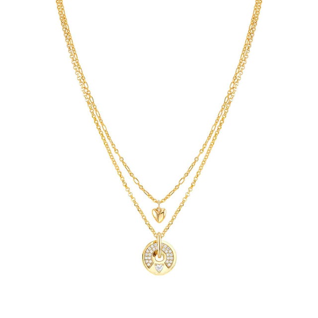 Sentimental CZ Heart Necklace - Gold - 149203/008