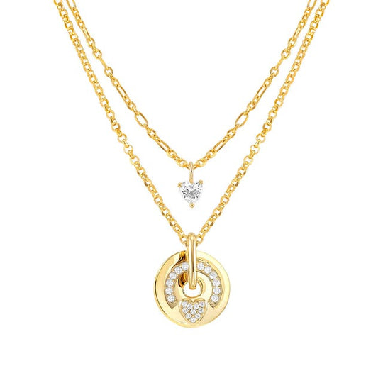 Sentimental CZ Heart Necklace - Gold - 149204/008
