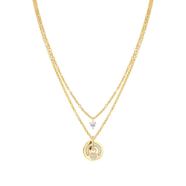 Sentimental CZ Heart Necklace - Gold - 149204/008