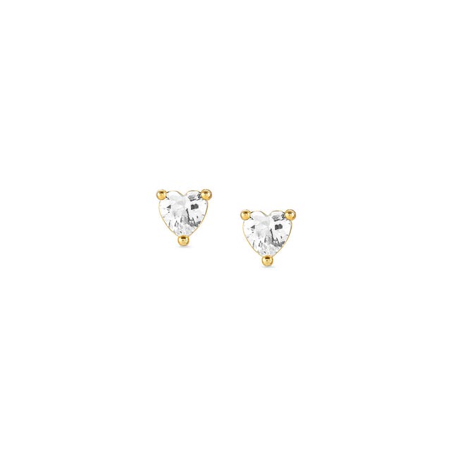 Sentimental CZ Heart Earrings - Gold - 149205/008