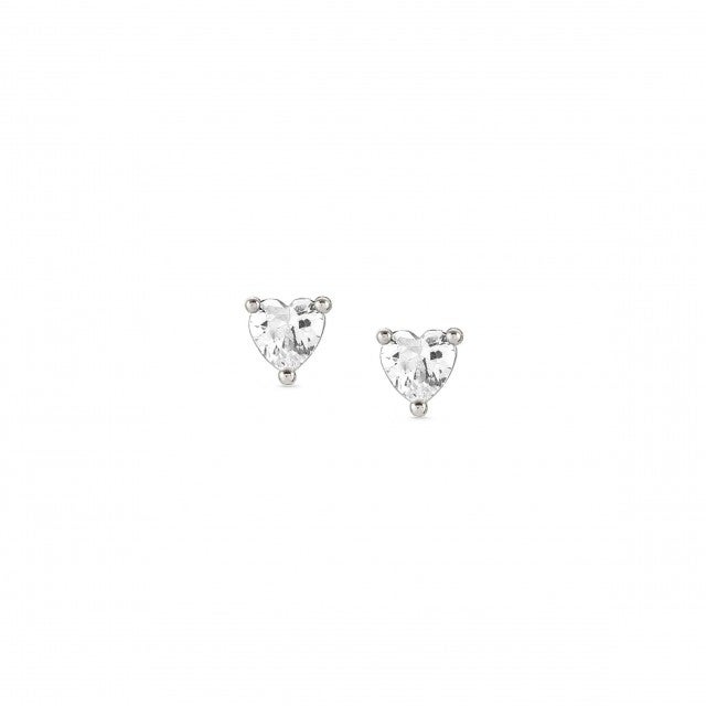 Sentimental CZ Heart Earrings - Silver - 149205/009