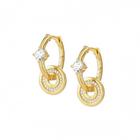 Sentimental CZ Circle Hoop Earrings - Gold - 149206/016