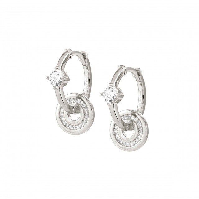 Sentimental CZ Circle Hoop Earrings - Silver - 149206/017