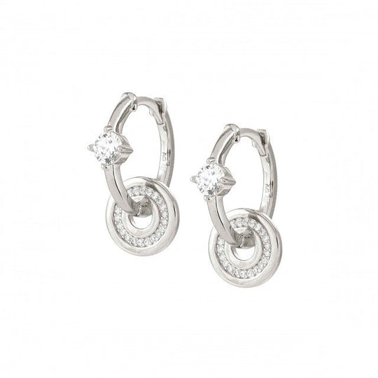Sentimental CZ Circle Hoop Earrings - Silver - 149206/017