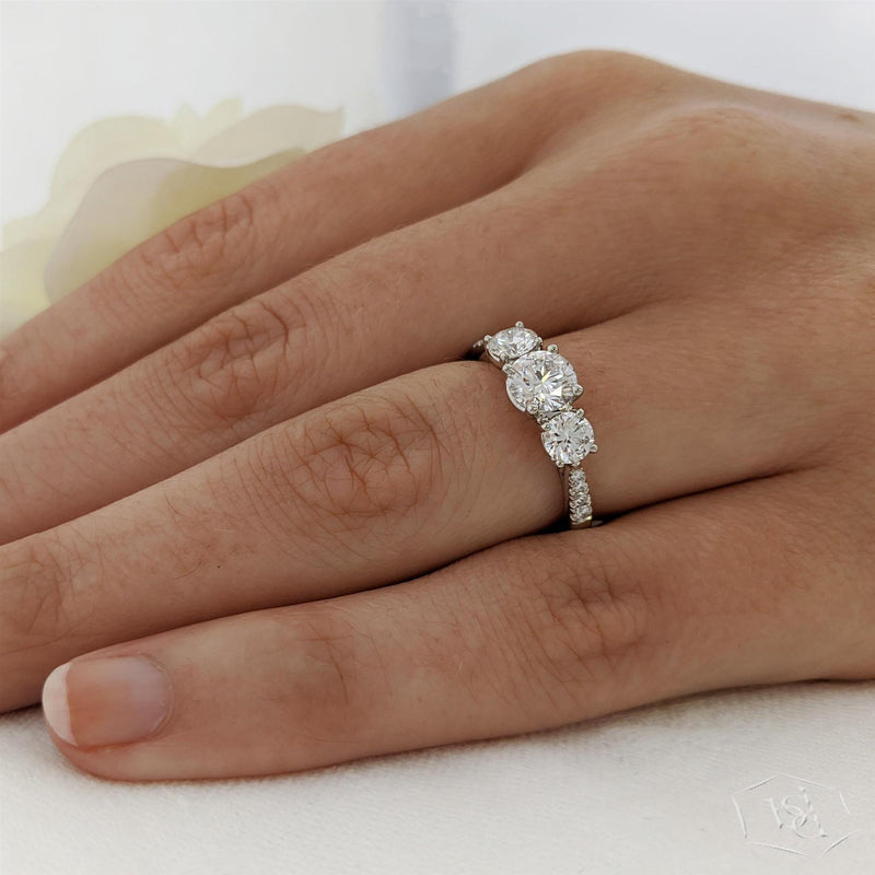 Florentina Skye Three Stone Diamond Ring - Platinum - 1.40ct