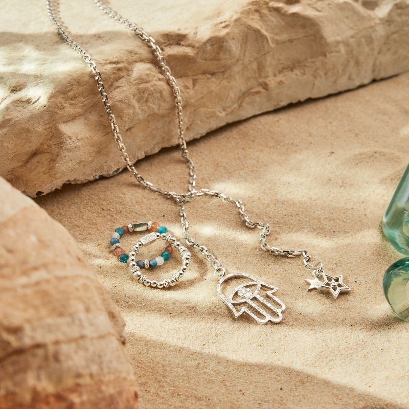 Hand of Happiness Knot Necklace - Silver - SN3312