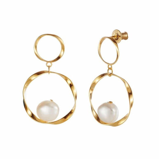 Baroque Pearl Double Drop Earrings - Gold - 1871425