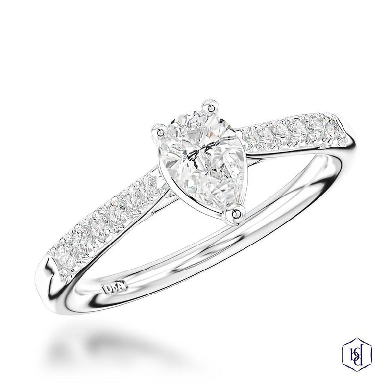 Platinum Pear Cut Diamond Engagement Ring - 0.55ct