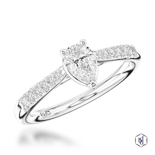 Platinum Pear Cut Diamond Engagement Ring - 0.55ct