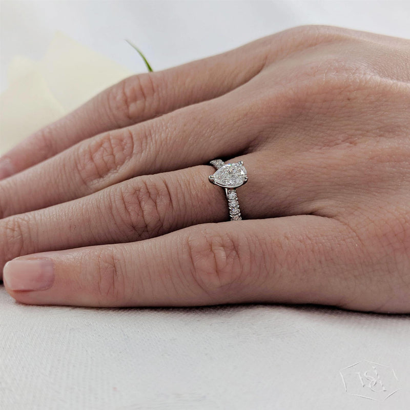 Platinum Pear Cut Diamond Engagement Ring - 0.55ct