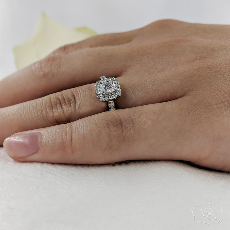 Platinum Brilliant Cut Diamond Cluster Engagement Ring - 0.57ct