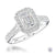 Platinum Emerald Cut Diamond Halo Engagement Ring - 0.78ct