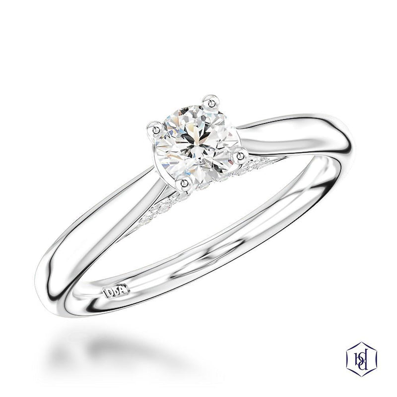 Platinum Round Brilliant Cut Diamond Engagement Ring - 0.39ct
