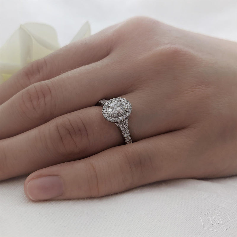Skye Platinum Oval Cut Diamond Halo Engagement Ring - 0.80ct
