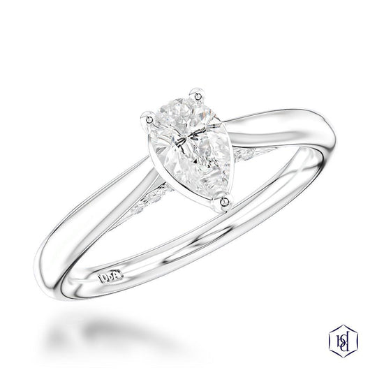 Platinum Pear Cut Diamond Engagement Ring - 0.39ct