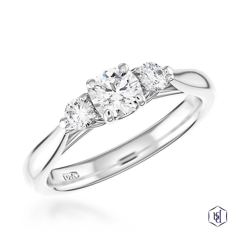Tulip Platinum Round Brilliant Cut Diamond Engagement Ring - 0.60ct