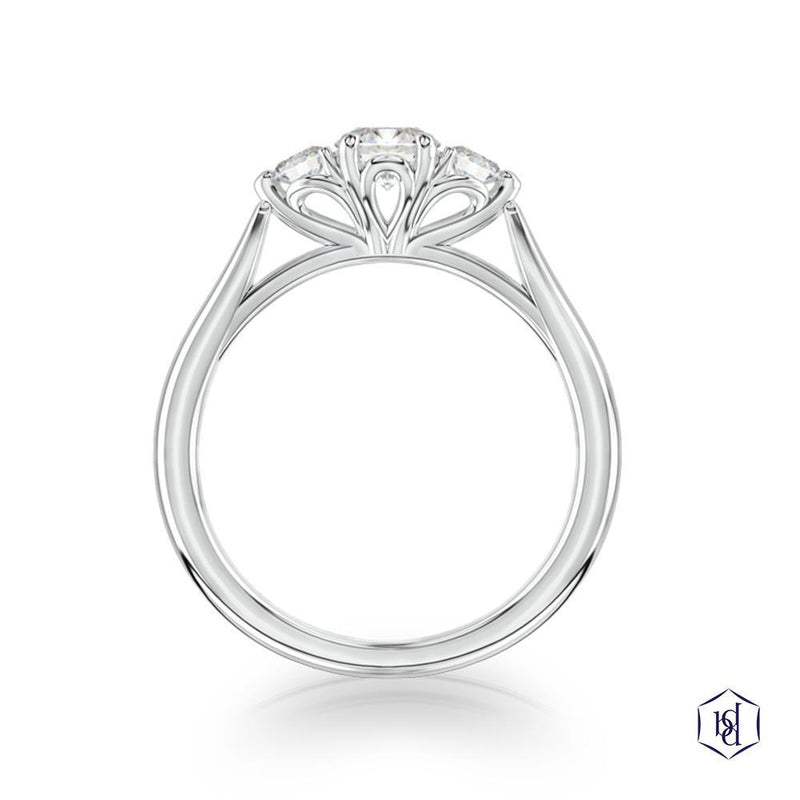 Tulip Platinum Round Brilliant Cut Diamond Engagement Ring - 0.60ct