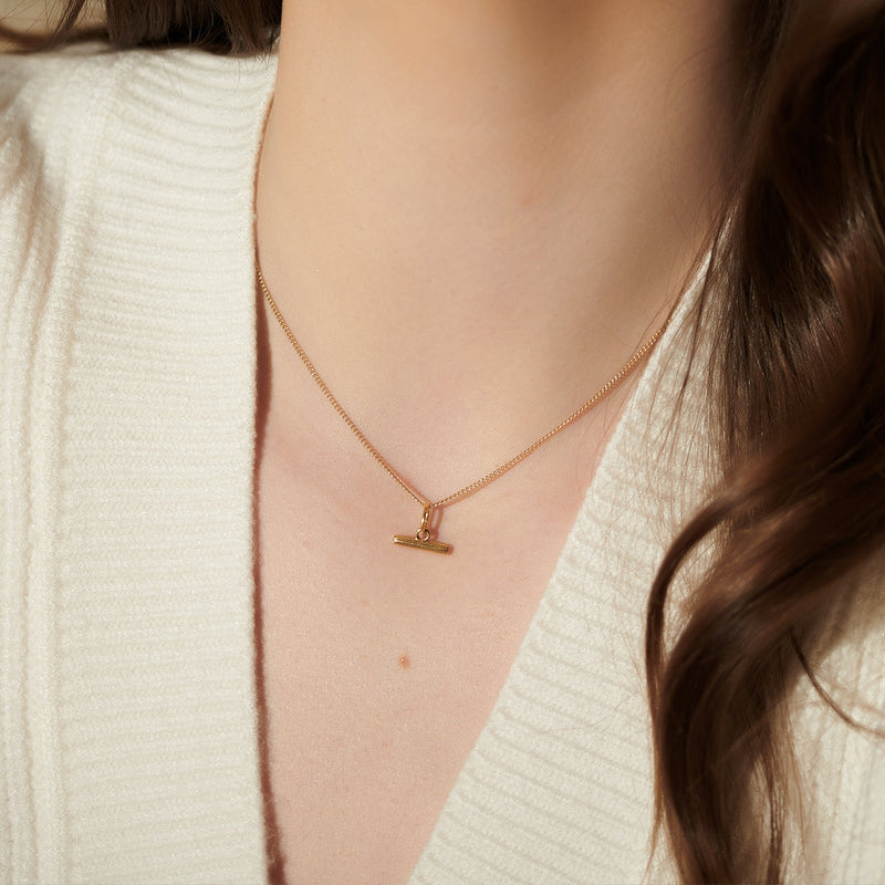 Mini T-Bar Necklace - Gold - TBN12GP