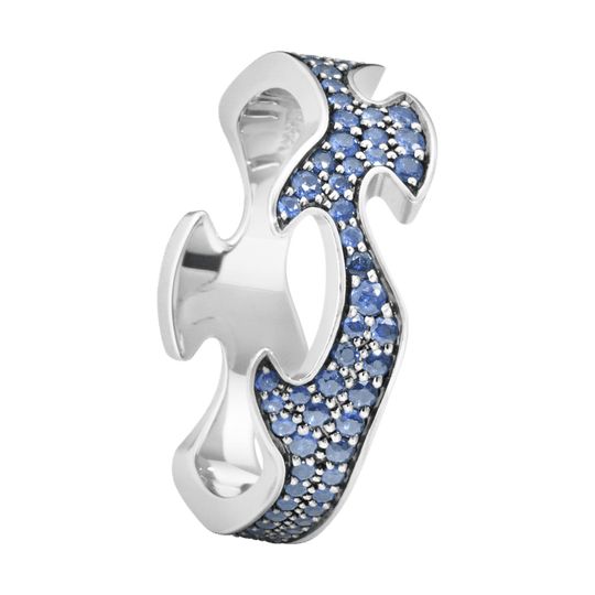 Fusion Centre Ring, White Gold/Sapphire - Size 54 - 20000327-54
