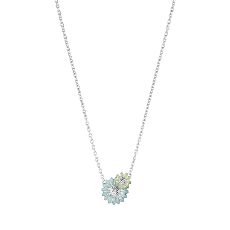 Daisy Layered Pendant - Blue/Silver - 20001105