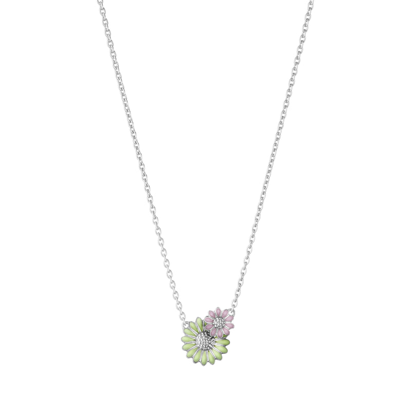 Daisy Layered Pendant - Green/Silver - 20001106