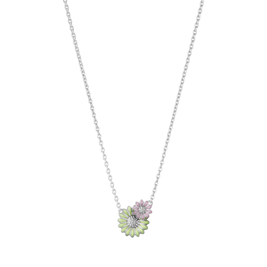 Daisy Layered Pendant - Green/Silver - 20001106