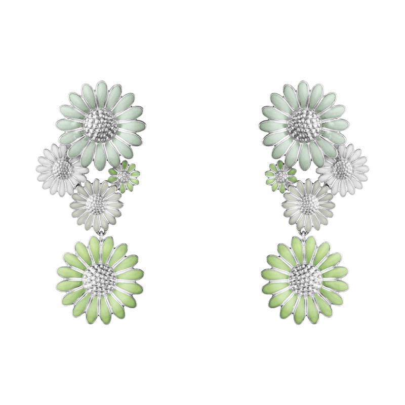Daisy Large Earrings - Silver/Green - 20001121