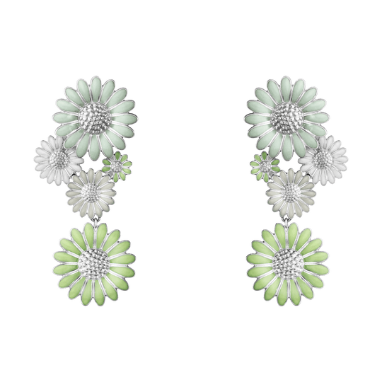 Daisy Large Earrings - Silver/Green - 20001121
