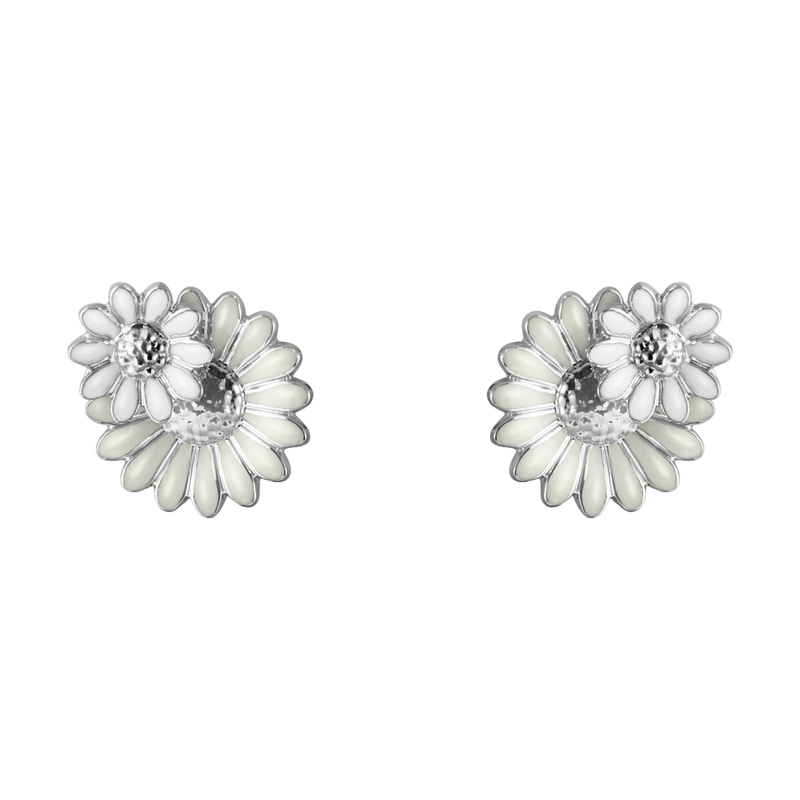 Daisy Layered Stud Earrings - Silver - 20001127