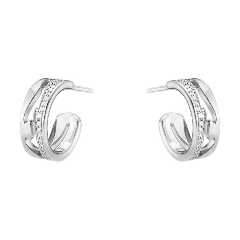 Fusion Diamond Earhoop Earrings - White Gold - 20001150