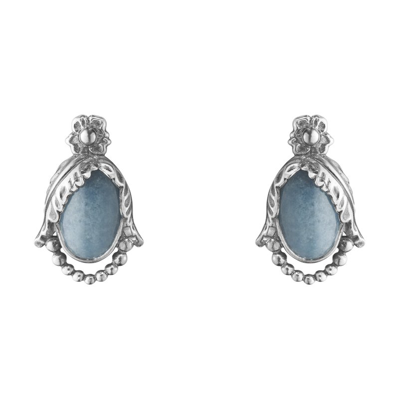 Blue Quartz Heritage Ear Clips - Silver - 20001221