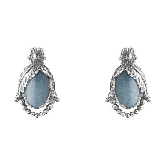 Blue Quartz Heritage Ear Clips - Silver - 20001221