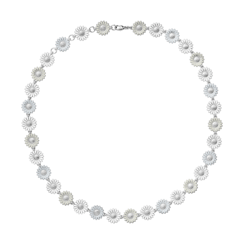 Daisy Single Row Necklace -Silver/White - 20001314