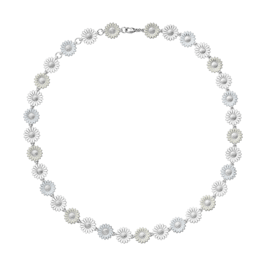 Daisy Single Row Necklace -Silver/White - 20001314