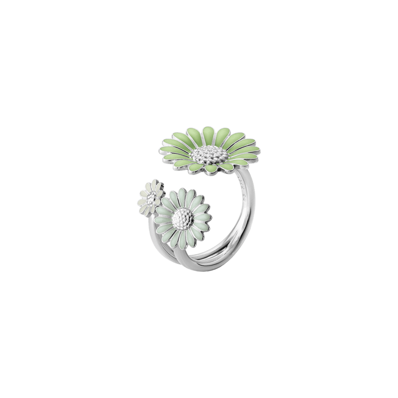 Daisy Three Flower Ring - Silver/Green - 2000131700
