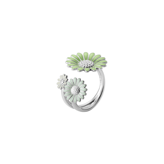 Daisy Three Flower Ring - Silver/Green - 2000131700