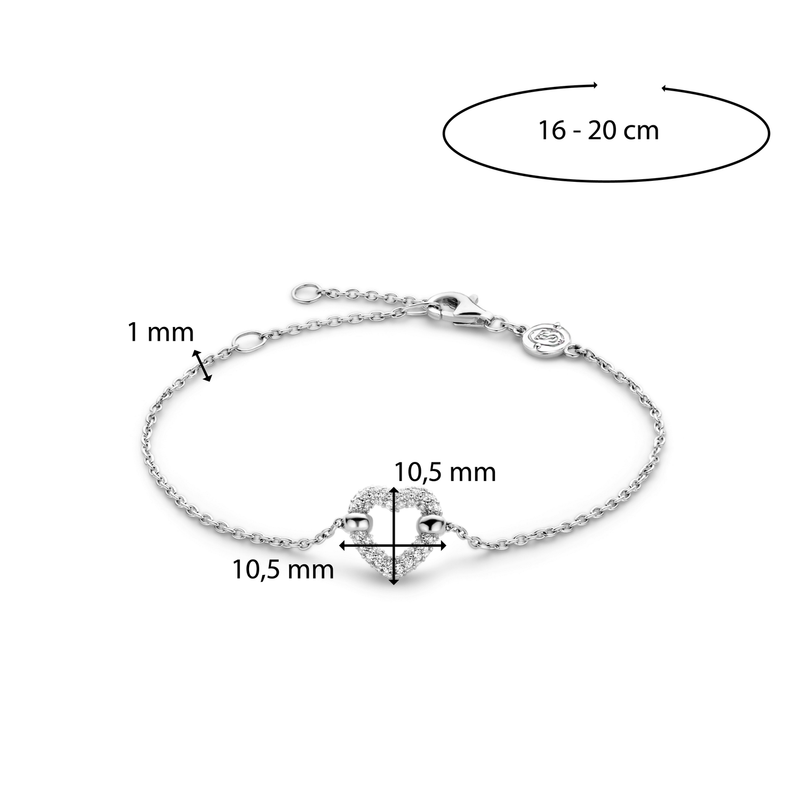 Milano CZ Heart Bracelet - Silver - 23017ZI