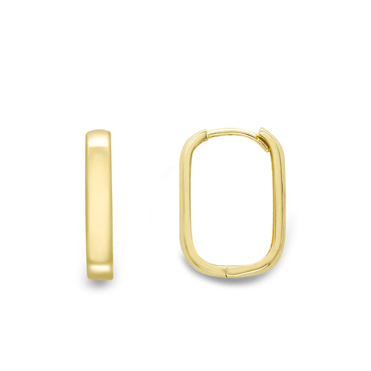 Oval Huggie Hoop Earrings - 9ct Yellow Gold