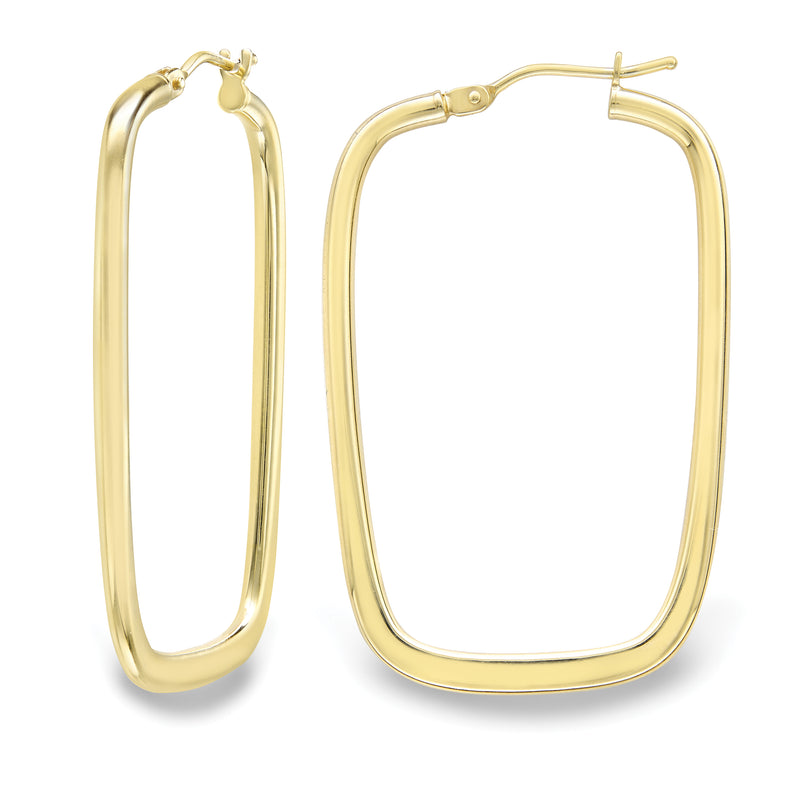 Square Tube Hoop Earrings - 9ct Yellow Gold