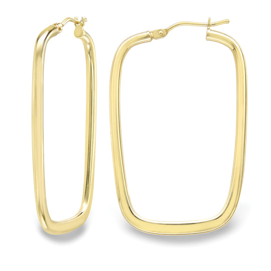 Square Tube Hoop Earrings - 9ct Yellow Gold