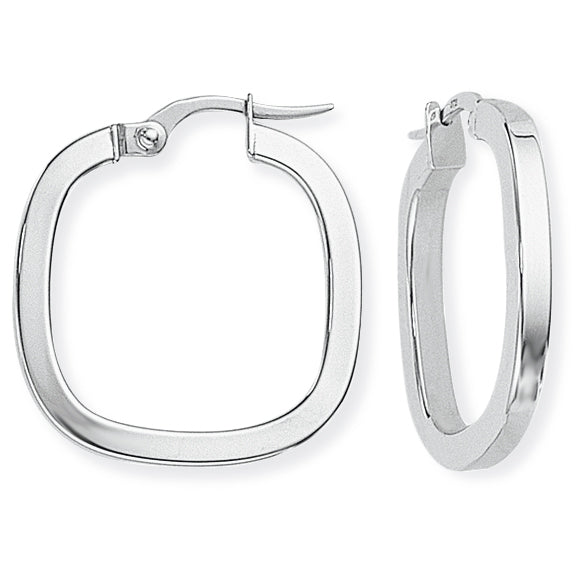 SQUARE TUBE HOOP EARRINGS - 9CT WHITE GOLD