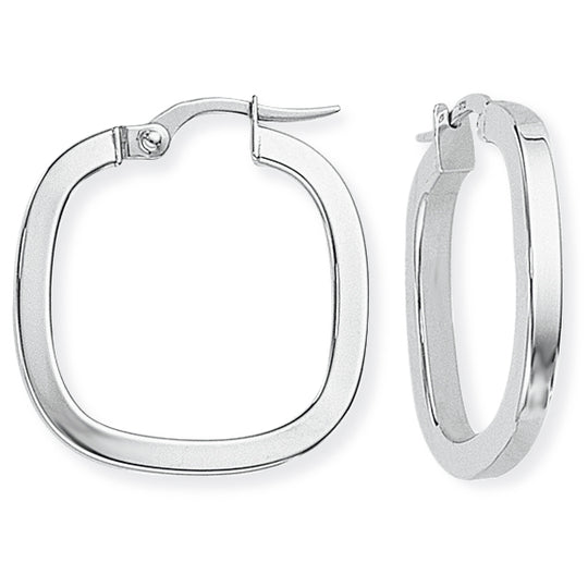 SQUARE TUBE HOOP EARRINGS - 9CT WHITE GOLD