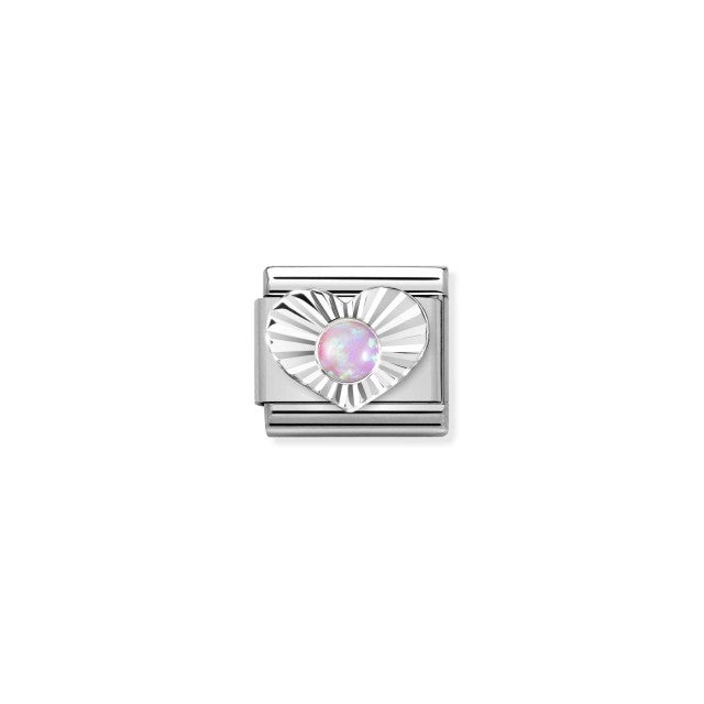 Composable Pink Opal Heart Link - Silver - 330508/38
