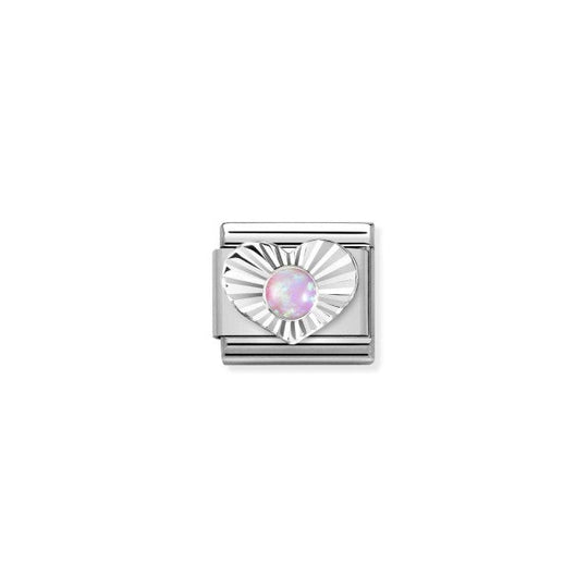 Composable Pink Opal Heart Link - Silver - 330508/38