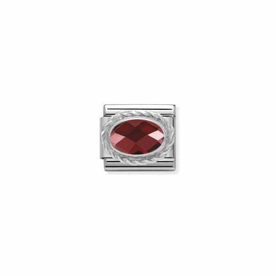 Classic Red CZ Oval Link - Silver - 330604/005