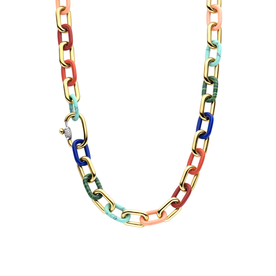 Milano Coloured Link Chain Necklace - Gold - 34005MC/45
