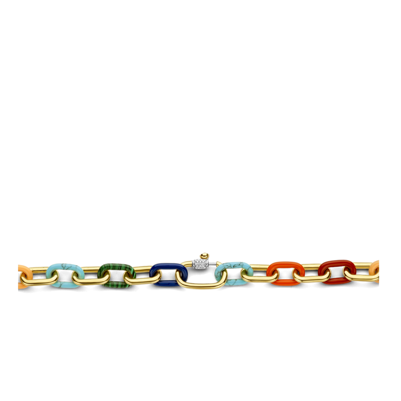 Milano Coloured Link Chain Necklace Gold 34005MC 45 Sarah Layton