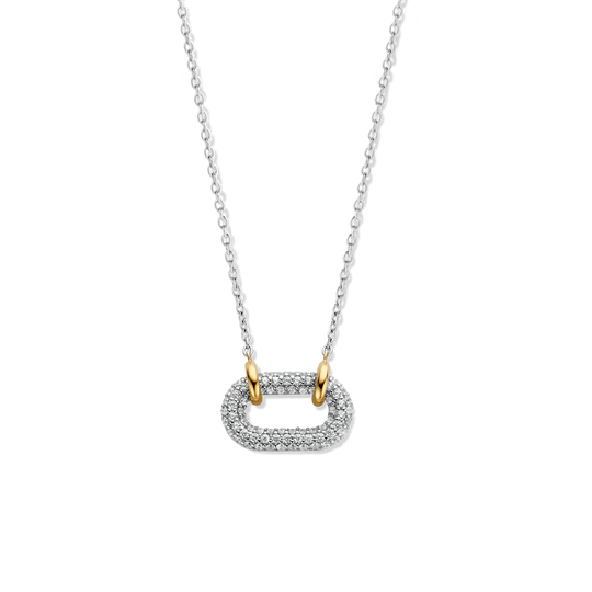 Milano CZ Link Pendant - Silver - 34010ZY/42